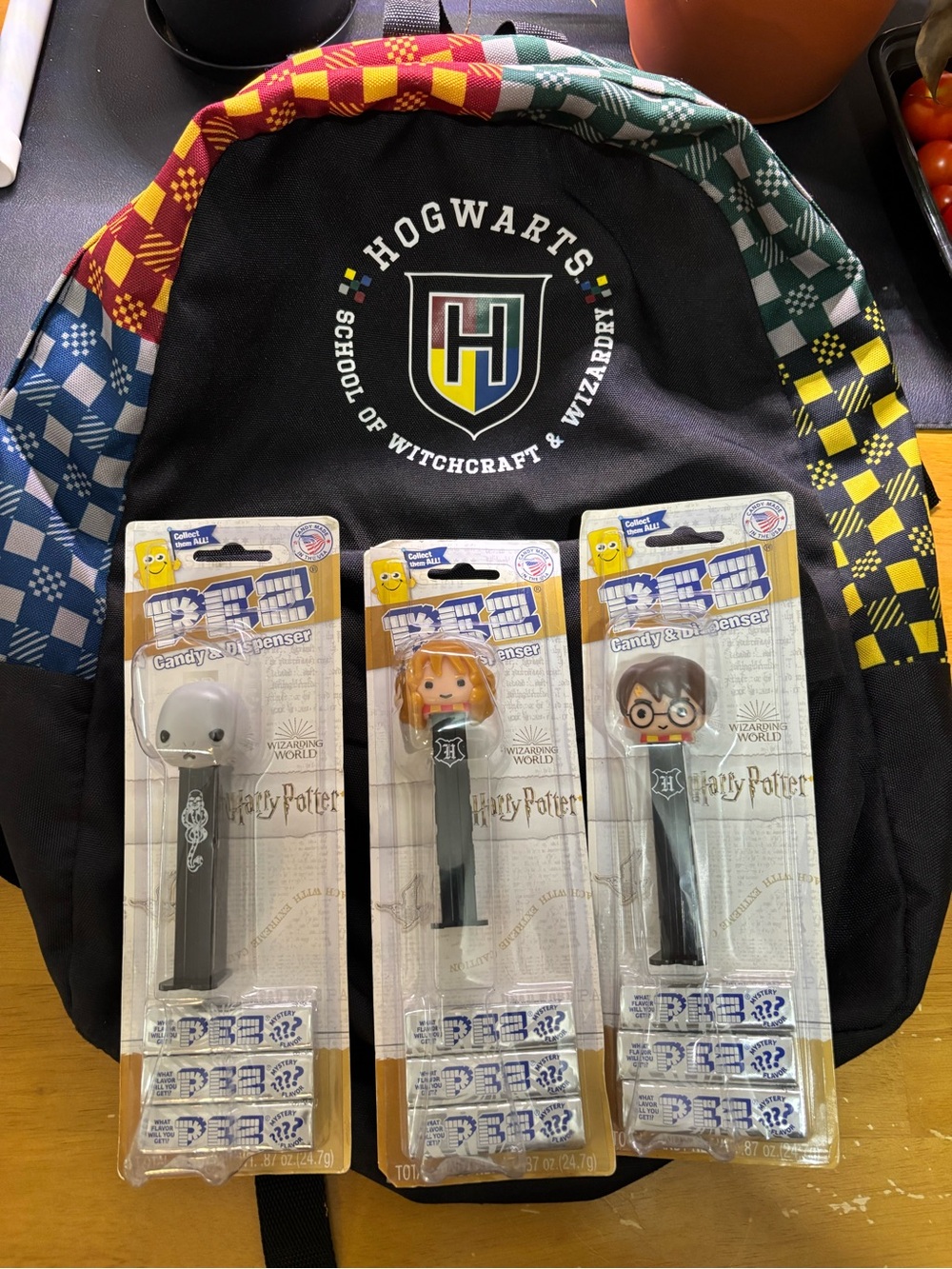 VANS Hogwarts Kids Backpack with Black Harry Potter PEZ Candy Dispensers - Black